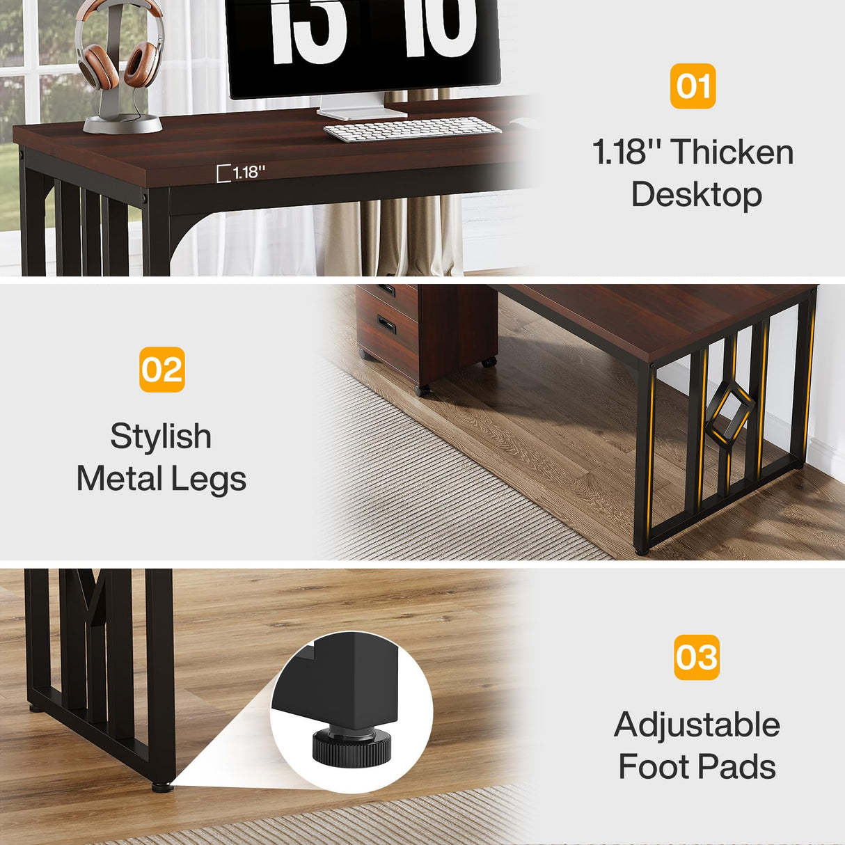 Tribesigns 78.7-Inch 2 Person Desk with File Cabinet, Extra Long Computer Desk with Storage Drawers, Double Desk for Two People, Long Narrow Desk Workstation for Home Office Tribesigns