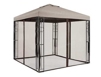 8 ft. x 8 ft. Rococo II Gazebo with Mosquito Net Tan