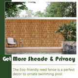 Barydat 2 Pcs 4 x 16.4 ft Reed Fence Roller Reed Fencing, Privacy Patio Screen Decorative Fences Reed Screen Curtain for Garden Backyard Patio Balconies (Brown) Barydat