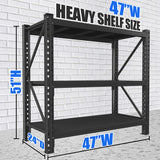 47.2''H Garage Shelving 5000LBS Heavy Duty Garage Storage Shelves Industrial Shelf Unit Easy Assembly 3 Tier Adjustable Metal Shelving Storage Organizer,47.2" H*51.2" W*24" D Metallitrend