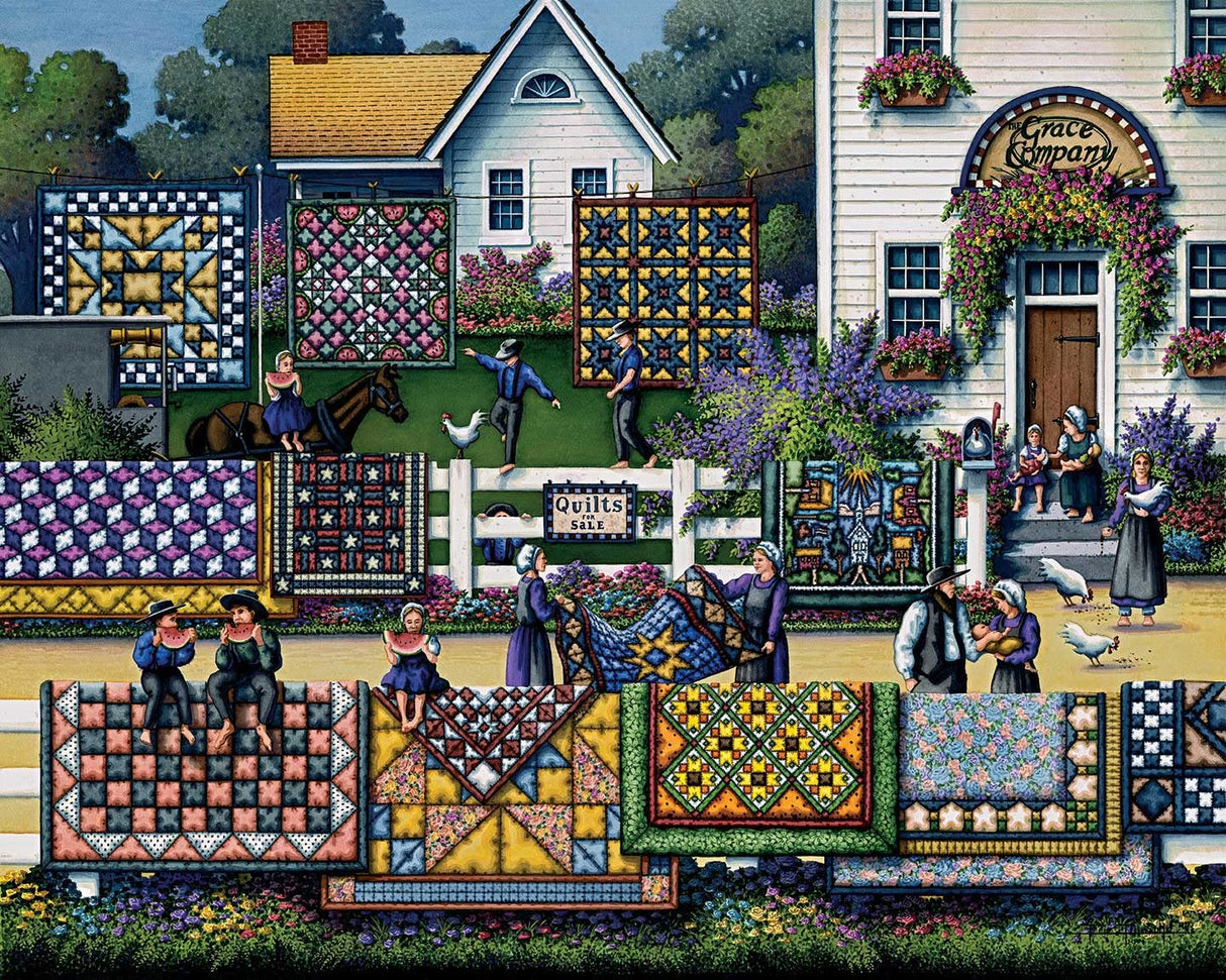 Dowdle Folk Art Jigsaw Puzzle - Amish Quilt 500 Pc Dowdle Folk Art