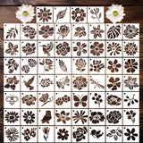 Sitsink Flower Stencils for Crafts - 60 Pcs Reusable Cute Floral Wall Stencil Templates for Painting on Walls, Wood, Rock, DIY Art Projects, Window Glass, Card Sitsink