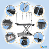 KANIS Professional Electric Dog Grooming Table - Heavy Duty, Height Adjustable Pet Grooming Table w/Leveling Wheels, Grooming Arm, Anti Slip Tabletop & Tool Organizer/Dog Grooming Station (49", Grey) KANIS