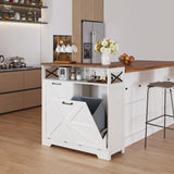 Double Tilt Out Trash Can Cabinet for 13*2 Gallon Garbage Can, Farmhouse Kitchen Garbage Trash Bin Cabinet for Hidden Laundry Basket, Dual Dog Proof Trash Can Cabinet for Barthroom, Living Room, White Befrases