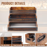 Liquor Bottle Display Shelf, Coffee Syrup Rack Organizer, 3 Step Countertop Liquor Wine Rack, 12 Bottles Coffee Station Organizer with Fences & Handles, Home Retro Bar Shelf Stand for Liquor Whiskey Alyoen