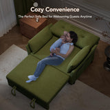 Vipbear 3 in 1 Sleeper Sofa Bed, Pull Out Couch with Reclining Backrest, Convertible Loveseat with Side Pocket, Tool-Free Assembly, Modern Chenille Loveseat for Living Room, Apartment, Green Vipbear