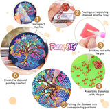 8 Pcs Diamond Painting Coasters Kits - 5D Diamond Painting Coasters DIY Diamond Art Coasters with Holder Non Slip Coaster Crystal Sticky for Tabletop Protection and Gifts（Tree of Life） Generic
