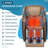 Massage Chair, 3D Massage Chair Full Body, Zero Gravity Shiatsu Recliner W/Heating, SL Track, Wireless Charger, Bluetooth Speaker, Foot Rollers, 12 Auto Modes Air Compression Mazzup