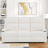 75'' Manual Reclining Sofa with Storage Drawer, 3 Seat Wall Hugger Recliner Couch with Cup Holders, Side Pockets, Chenille Fabric, Compact 3-Person Recliner for RV, Living Room, Apartment (Beige) LURVIA