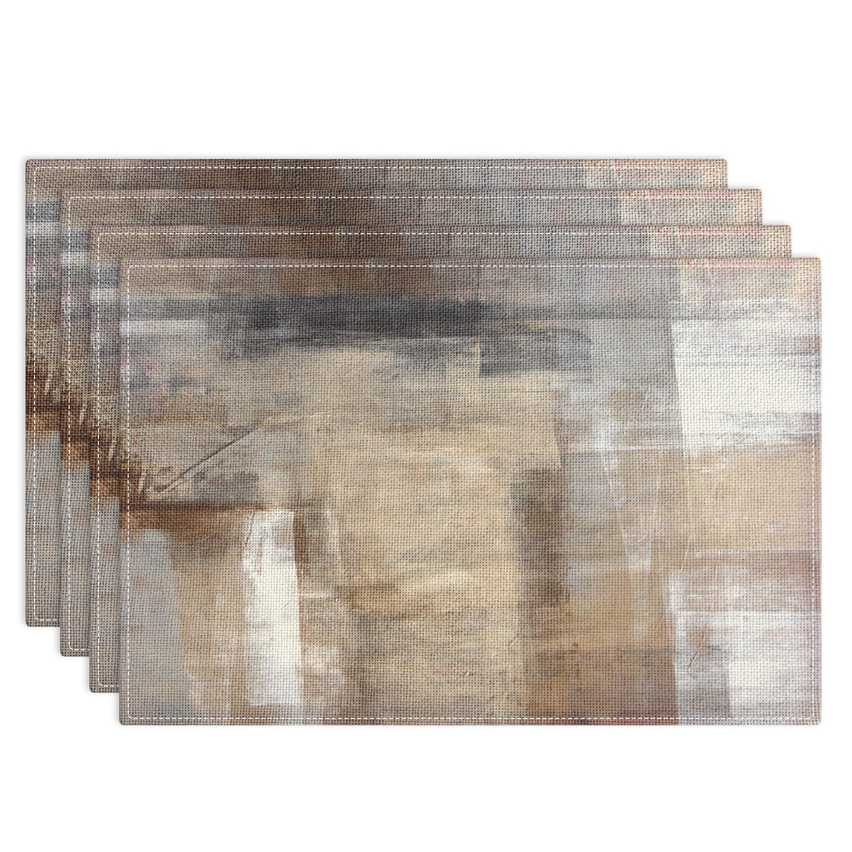 Emvency Farmhouse Placemats Set of 4, 12x18 Inch Modern Abstract White and Brown Art Painting Table Mats for Outdoor Home Party Kitchen Dining Decoration Emvency