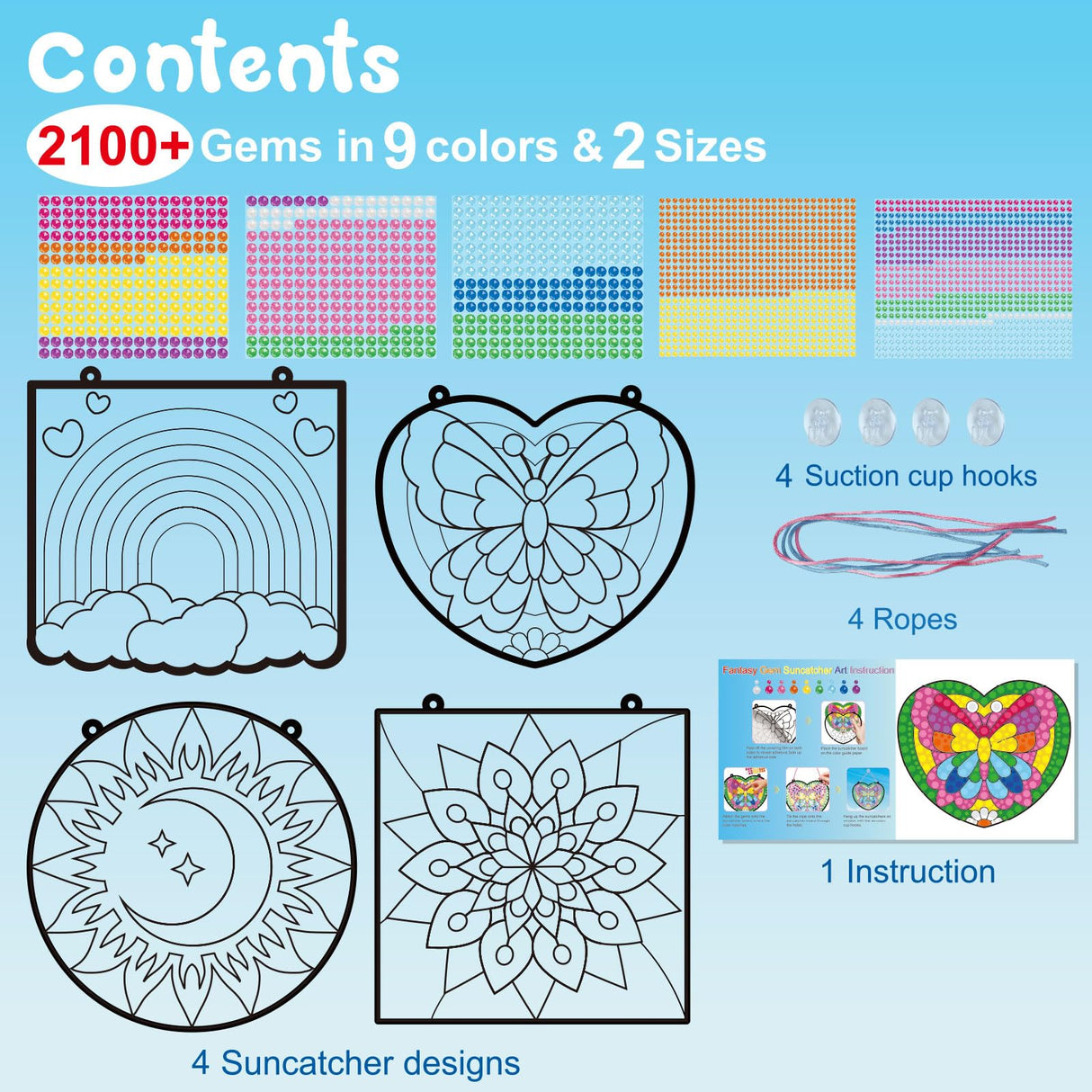 BANBBUR 4 Pcs Window Art Kits for Kids,Gem Arts for Kids Ages 8-12 4-8,Suncatcher Kits for Kids,Diamond Art and Crafts for Girls Boys Birthdays Christmas Gift BANBBUR