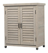 Potting Bench with Storage Cabinet and Metal Table Top for Outdoor Patio, Garden Furniture Wood Workstation Grey 31x17x36'' Dancongtea