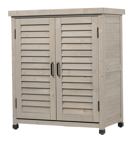 Potting Bench with Storage Cabinet and Metal Table Top for Outdoor Patio, Garden Furniture Wood Workstation Grey 31x17x36'' Dancongtea