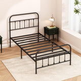 Kujielan Metal Bed Frame - Structurally Stable Heavy Duty Steel Slat Supported Twin Bed Frames,No Box Spring Needed for Easy Removal and Transport. Kujielan