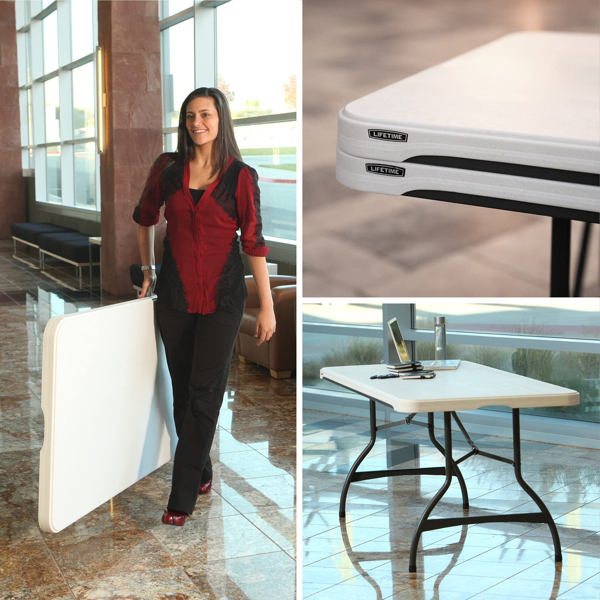 Lifetime 80306 Commercial Stackable Folding Table, 6', White Lifetime