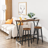 HOOBRO 39.4 Inch Bar Table, Counter Height Rectangular Bar Table, Pub Dining Table, Metal Frame with Footrest and 2 Hooks, for Narrow Space, Bistro and Living Room, Rustic Brown and Black BF67BT01 HOOBRO