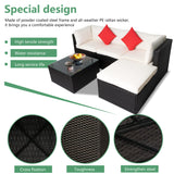 5 Pieces Patio Furniture Outdoor Wicker Sectional Patio Rattan Chair Conversation Backyard Lawn Porch Poolside Balcony Garden Sofa Set with Glass Coffee Table, Brown PayLessHere