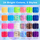 Karsspor Glitter/Laser/Normal Lanyard String for Crafts, 24 Rolls Gimp String, Plastic Lacing String Kit for DIY Bracelets, Key Chains, Pony Beads and Lanyards (788 Feet) Karsspor