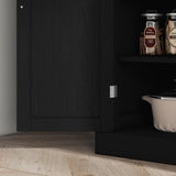 HOMCOM 72.5" Freestanding Kitchen Pantry Cabinet, Tall Storage Cabinet with 4 Doors and 2 Adjustable Shelves for Dining Room, Black Wood Grain HOMCOM