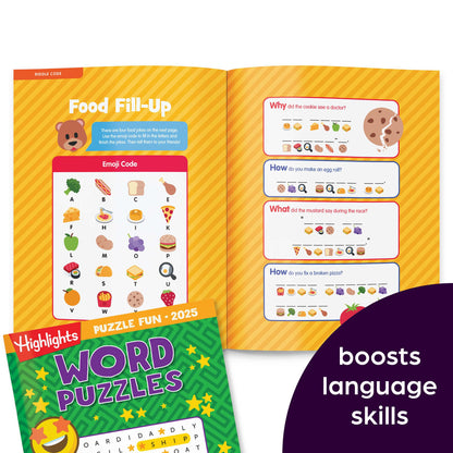 Highlights Puzzle Fun 2025 Puzzle Books for Kids Ages 6 and Up, 4-Book Set of Brain Teasers, Mazes, Word Puzzles and More Travel-Friendly Screen Free Kids Puzzles