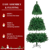 Karl home 8ft Green Artificial Christmas Tree, Classic Spruce Tree with Sturdy Metal Stand for Home, Office, Party Festival Holiday Decoration,1454 PVC Branch Karl home