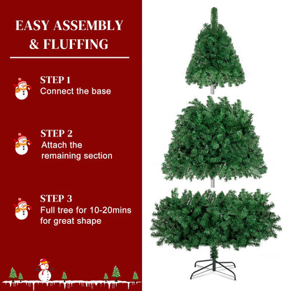 Karl home 8ft Green Artificial Christmas Tree, Classic Spruce Tree with Sturdy Metal Stand for Home, Office, Party Festival Holiday Decoration,1454 PVC Branch