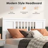 soges Full Bed with Headboard, Solid Wood Platform Bed for Teens Adults, Twin Size Bed Frame with Wood Slats Support, No Box Spring Needed, White soges