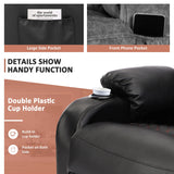 Comermax Faux Leather Black Recliner Chair with Massage and Heat Wide Seat Manual Reclining Chair with Cup Holders, Heated Massaging Recliner Chair for Adults Comermax