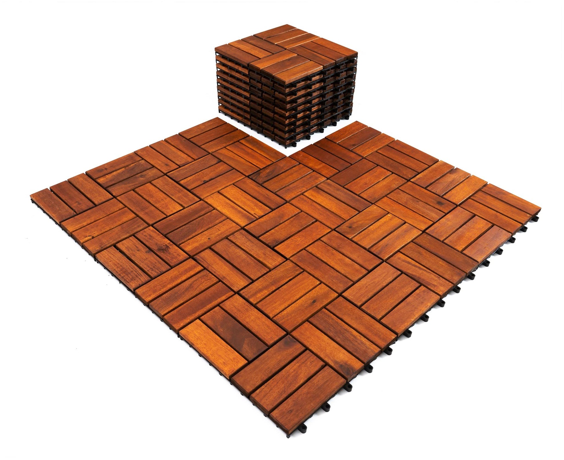 YAMAZING 12”x12” Solid Wood Interlocking Flooring Tiles (Pack of 9), Acacia Hardwood Deck Tiles, Floor Tiles for Both Indoor & Outdoor Use, Waterproof All Weather (9 Sq Ft) - WoodArtSupply