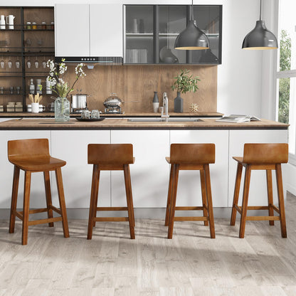 Giantex 24.5" Bar Stools Set of 4, Counter Height Stools w/Backrest & Footrest, Wooden Bar Dining Chairs, Armless Solid Wood Barstools for Kitchen Island, Pub, Dining Room, Breakfast, Kitchen - WoodArtSupply