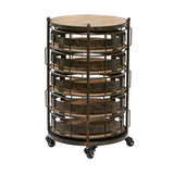 Deco 79 Metal Kitchen Storage Cart Rolling Circular 6 Shelf with Adjustable Shelves, 17" x 17" x 28", Brown Deco 79