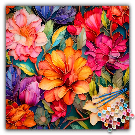 Paint by Numbers Kit for Adults Beginner, Flowers Acrylic Adult Paint by Number Kits on Canvas, Flowers Watercolor Oil Number Painting for Adults, Perfect for Home Decor Gift 16"x16" Camocin