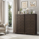 HOSTACK 6 Drawer Dresser, 52" Tall Chest of Drawers, Modern Farmhouse Storage Dressers Organizer for Living Room, Hallway, Entryway, Home Office, Dark Brown HOSTACK