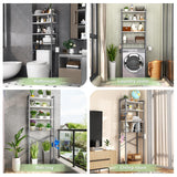 Kalrin Over-The-Toilet Storage Rack, 4-Tier Bathroom Organizer Shelf Over Toilet with Adjustable Shelf and Basket, Freestanding Space Saver Bathroom Shelves Above Toilet for Room (Gray- White) Kalrin