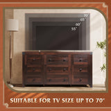 WLIVE Farmhouse Dresser for Bedroom, 63" Wide 9 Drawer Dresser Storage Organizer, Wood Chest of Drawers for Bedroom, TV Stand for 70 inch TV for Living Room, Hallway, Ball Bearing Slide (Brown) WLIVE