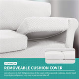 YEMYHOM Latest Checkered 3 Pieces Couch Covers for 2 Cushion Couch High Stretch Sofa Cover with 2 Extra Large Seat Cushion Covers Anti Slip Elastic Slipcovers (XL Loveseat, White), 71"-91"(2 CUSHIONS) YEMYHOM