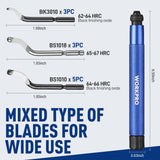 WORKPRO Deburring Tool with 11 Extra High Speed Steel Swivel Blades - 360 Degree Rotary Head Deburring Tool for Metal, Resin, Aluminum, Copper, Plastic, 3D Printing, Wood WORKPRO