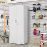 CMY Metal Storage Cabinet with Locking Doors and Adjustable Shelves, 72”H Steel Storage Cabinets for Garage, Home Office, Pantry (White) CMY