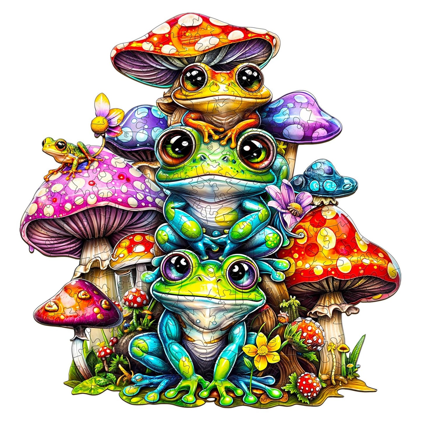 Wooden Puzzles for Adults - Unique Shaped Wooden Puzzles for Adults and Kids - Frog Family Wooden Jigsaw Puzzles - Christmas Birthday Gift for Adults Kids - Puzzle Toys - 190pcs