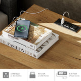 WAMPAT Nightstands with Charging Station&2 Drawers Storage Shelf, Modern End Tables Farmhouse Wood Bedside Table with 2 AC Outlets & USB Ports for Living Room, Bedroom, Oak Brown WAMPAT