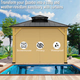 10-ft x 10-ft Gazebo Curtains,Privacy Replacement Sidewall 4-Panel Universal Shade Curtains Set,Protecting Side Walls (Only Curtain)-Khaki Zupoquk