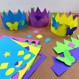 264pcs DIY Party Crown Kit – Makes 12 Princess King Children's Party Crowns, US Made HAPPY Colored Card Stock Easy Punch Out Craft for Royal Themed Birthday Party, Play Dates, Children's Theater Plays FreshCut Crafts