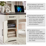 JXQTLINGMU 58" Executive Desk, Farmhouse Computer Desk with Drawers and Cabinet, Embossed Texture Home Office Desk, Workspace for Work Study Writing, White JXQTLINGMU