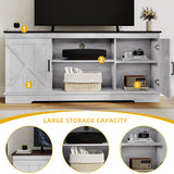 DWVO Farmhouse TV Stands for Living Room, Entertainment Center with Storage, TV Stand for 65 Inch TV with Double Barn Doors & Storage Cabinets, Rustic TV Cabinet Media Console, Espresso & Grey White DWVO