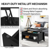 Yaheetech Black Coffee Table, Lift Top Coffee Table with Hidden Storage Compartment & Open Shelf, Lift Tabletop Pop-Up Coffee Table for Living Room Reception, 47.5inch L Yaheetech