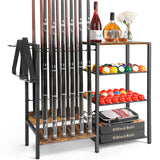 Pool Stick Holder Floor Stand up to 12 Cue Sticks, Pool Cue Holder with Balls Storage, Pool Table Accessories Stand Large Pool Cue Rack Equipment Organizer Cue Stick Holder for Billiard Game Room Olakee