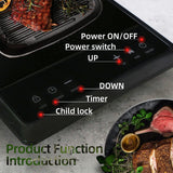 WAATFEET 1600W Portable Induction Cooktop,Electric Induction Cooker and Burner,Countertop Hot Plate with 10-Level Adjustment,3-Hour Timer,Smart Touch Cooktop,and Safety Lock Feature,Black waatfeet