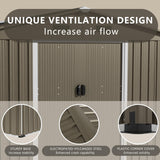 ASJMR 10FT x 8FT Outdoor Storage shed, Waterproof Lockable Door Metal Tool shed with Sliding Door and Ventilation, Gardening Tool Storage Room, Metal Storage shed for Gardens and lawns ASJMR