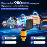 Upgrade 900PSI Cordless High Pressure Washer Gun, 15000mAh Battery Powered Pressure Washer with 6-in-1 Adjustable Nozzle, Portable Handheld Power Washer for Car, Home Cleaning & Garden Watering KlrSwp