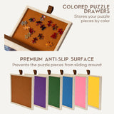 Becko US 2000 Piece Foldable & Tilting Puzzle Board with 6 Drawers & Cover, Lightweight & Portable Puzzle Table with Built-in Stand for Angle Adjustment, for 2000 1500 1000 Pieces Jigsaw Puzzles Becko US
